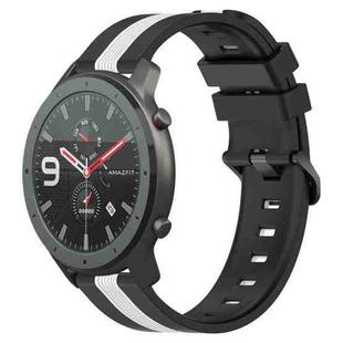 For Amazfit GTR 47mm 22mm Vertical Two-Color Silicone Watch Band(Black+White)