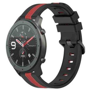 For Amazfit GTR 47mm 22mm Vertical Two-Color Silicone Watch Band(Black+Red)