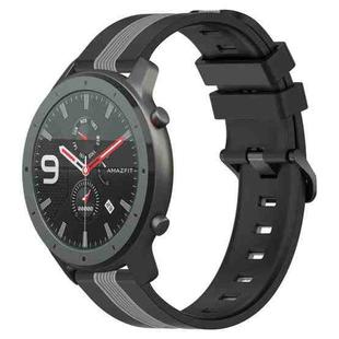 For Amazfit GTR 47mm 22mm Vertical Two-Color Silicone Watch Band(Black+Grey)