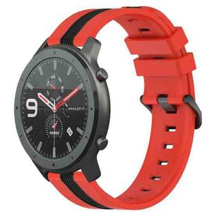 For Amazfit GTR 47mm 22mm Vertical Two-Color Silicone Watch Band(Red+Black)