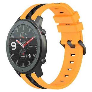 For Amazfit GTR 47mm 22mm Vertical Two-Color Silicone Watch Band(Yellow+Black)