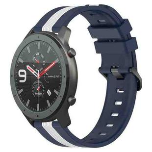 For Amazfit GTR 47mm 22mm Vertical Two-Color Silicone Watch Band(Blue+White)