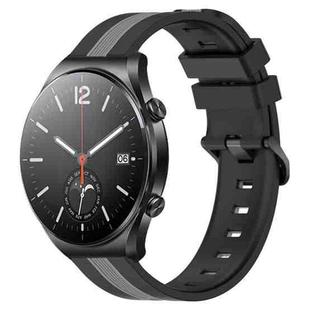 For Xiaomi MI Watch S1 22mm Vertical Two-Color Silicone Watch Band(Black+Grey)