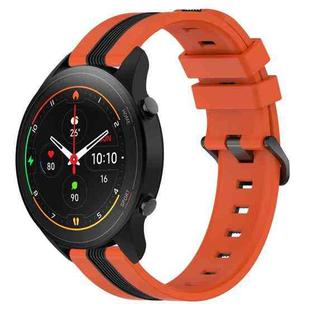 For Xiaomi MI Watch S1 Pro 22mm Vertical Two-Color Silicone Watch Band(Orange+Black)