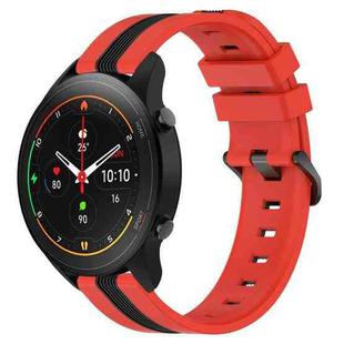 For Xiaomi MI Watch S1 Pro 22mm Vertical Two-Color Silicone Watch Band(Red+Black)