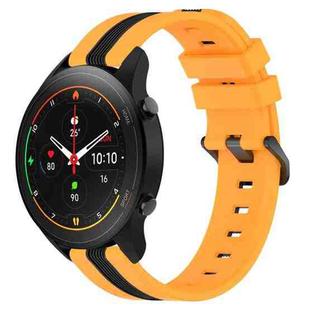 For Xiaomi MI Watch S1 Pro 22mm Vertical Two-Color Silicone Watch Band(Yellow+Black)