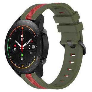 For Xiaomi MI Watch S1 Pro 22mm Vertical Two-Color Silicone Watch Band(Army Green+Red)