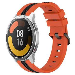 For Xiaomi MI Watch Color 2 22mm Vertical Two-Color Silicone Watch Band(Orange+Black)
