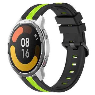 For Xiaomi MI Watch Color 2 22mm Vertical Two-Color Silicone Watch Band(Black+Lime Green)