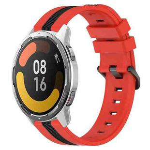 For Xiaomi MI Watch Color 2 22mm Vertical Two-Color Silicone Watch Band(Red+Black)