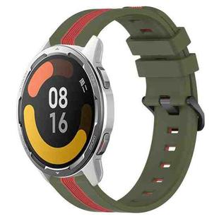 For Xiaomi MI Watch Color 2 22mm Vertical Two-Color Silicone Watch Band(Army Green+Red)