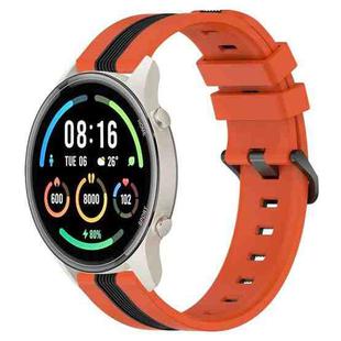 For Xiaomi MI Watch Sport 22mm Vertical Two-Color Silicone Watch Band(Orange+Black)