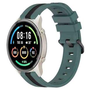 For Xiaomi MI Watch Sport 22mm Vertical Two-Color Silicone Watch Band(Green+Black)