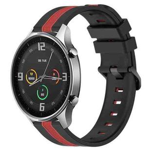 For Xiaomi MI Watch Color 22mm Vertical Two-Color Silicone Watch Band(Black+Red)