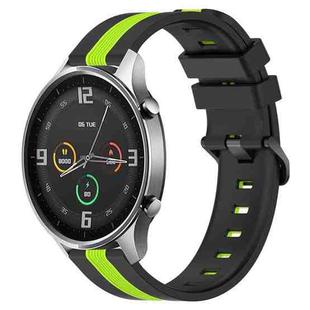 For Xiaomi MI Watch Color 22mm Vertical Two-Color Silicone Watch Band(Black+Lime Green)