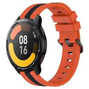 For Xiaomi MI Watch S1 Active 22mm Vertical Two-Color Silicone Watch Band(Orange+Black)