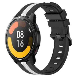 For Xiaomi MI Watch S1 Active 22mm Vertical Two-Color Silicone Watch Band(Black+White)