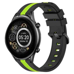 For Xiaomi Haylou RT2 LS10 22mm Vertical Two-Color Silicone Watch Band(Black+Lime Green)