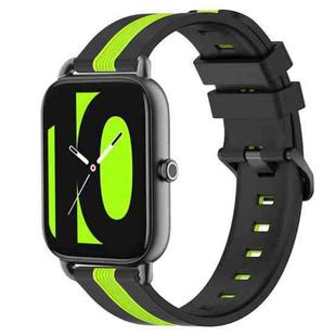 For Xiaomi Haylou RS4 LS12 22mm Vertical Two-Color Silicone Watch Band(Black+Lime Green)