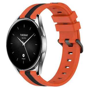 For Xiaomi MI Watch S2 42mm 22mm Vertical Two-Color Silicone Watch Band(Orange+Black)