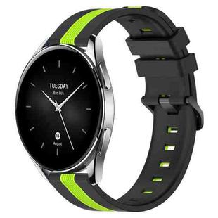 For Xiaomi MI Watch S2 42mm 22mm Vertical Two-Color Silicone Watch Band(Black+Lime Green)
