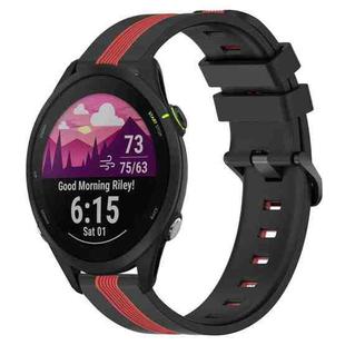 For Garmin Forerunner 255 22mm Vertical Two-Color Silicone Watch Band(Black+Red)