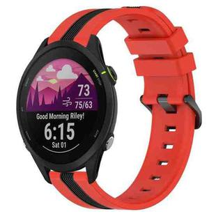 For Garmin Forerunner 255 22mm Vertical Two-Color Silicone Watch Band(Red+Black)