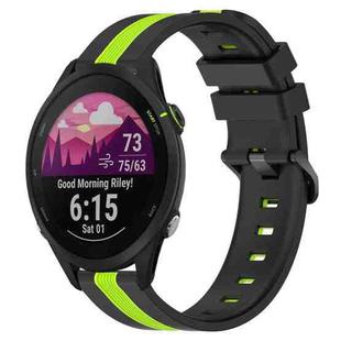 For Garmin Forerunner 255 Music 22mm Vertical Two-Color Silicone Watch Band(Black+Lime Green)