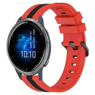 For Garmin Venu 2 22mm Vertical Two-Color Silicone Watch Band(Red+Black)