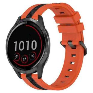 For Garmin Vivoactive 4 22mm Vertical Two-Color Silicone Watch Band(Orange+Black)