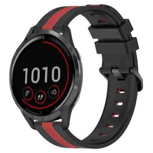 For Garmin Vivoactive 4 22mm Vertical Two-Color Silicone Watch Band(Black+Red)