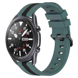 For Samsung Galaxy Watch3 45mm 22mm Vertical Two-Color Silicone Watch Band(Green+Black)