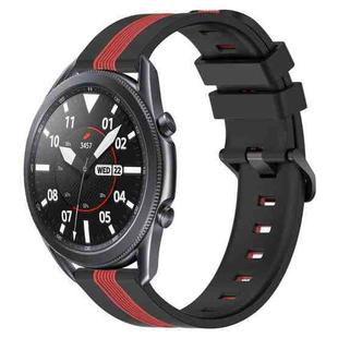 For Samsung Galaxy Watch3 45mm 22mm Vertical Two-Color Silicone Watch Band(Black+Red)