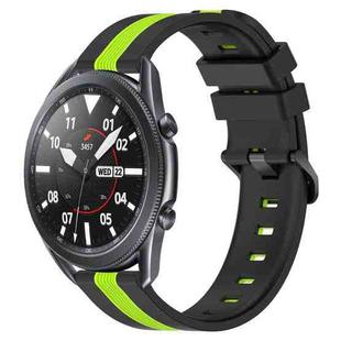 For Samsung Galaxy Watch3 45mm 22mm Vertical Two-Color Silicone Watch Band(Black+Lime Green)