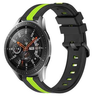 For Samsung Galaxy Watch 46mm 22mm Vertical Two-Color Silicone Watch Band(Black+Lime Green)