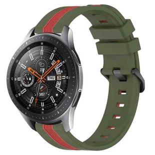 For Samsung Galaxy Watch 46mm 22mm Vertical Two-Color Silicone Watch Band(Army Green+Red)