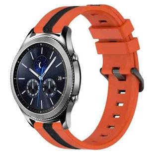 For Samsung Gear S3 Classic 22mm Vertical Two-Color Silicone Watch Band(Orange+Black)