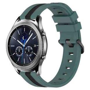 For Samsung Gear S3 Classic 22mm Vertical Two-Color Silicone Watch Band(Green+Black)