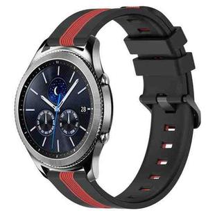 For Samsung Gear S3 Classic 22mm Vertical Two-Color Silicone Watch Band(Black+Red)