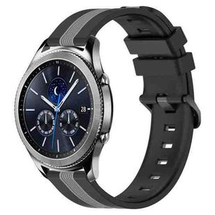 For Samsung Gear S3 Classic 22mm Vertical Two-Color Silicone Watch Band(Black+Grey)