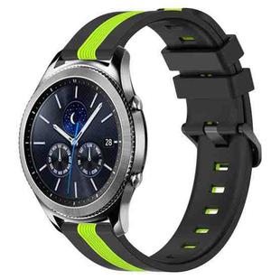For Samsung Gear S3 Classic 22mm Vertical Two-Color Silicone Watch Band(Black+Lime Green)