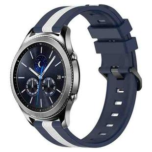 For Samsung Gear S3 Classic 22mm Vertical Two-Color Silicone Watch Band(Blue+White)