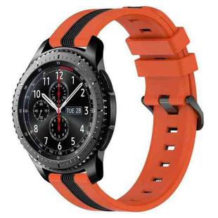 For Samsung Gear S3 Frontier 22mm Vertical Two-Color Silicone Watch Band(Orange+Black)