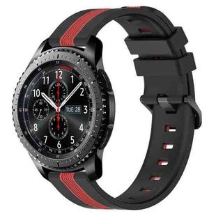 For Samsung Gear S3 Frontier 22mm Vertical Two-Color Silicone Watch Band(Black+Red)