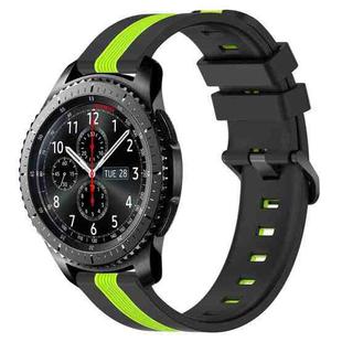 For Samsung Gear S3 Frontier 22mm Vertical Two-Color Silicone Watch Band(Black+Lime Green)