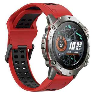 For Amazfit Falcon 22mm  Two-Color Breathable Sports Silicone Watch Band(Red+Black)