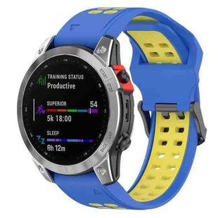 For Amazfit Falcon 22mm  Two-Color Breathable Sports Silicone Watch Band(Blue+Yellow)