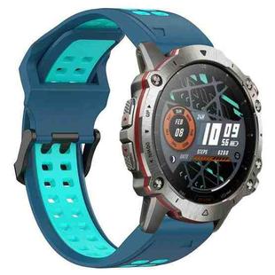 For Amazfit Falcon 22mm  Two-Color Breathable Sports Silicone Watch Band(Blue+Water Duck)