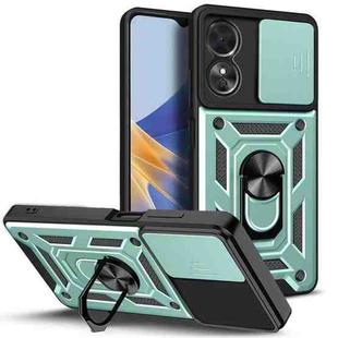 For OPPO A17 Sliding Camera Cover Design Phone Case(Dark Green)