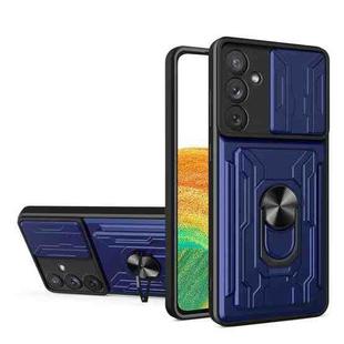 For Samsung Galaxy A34 5G Sliding Camshield Card Phone Case(Blue)